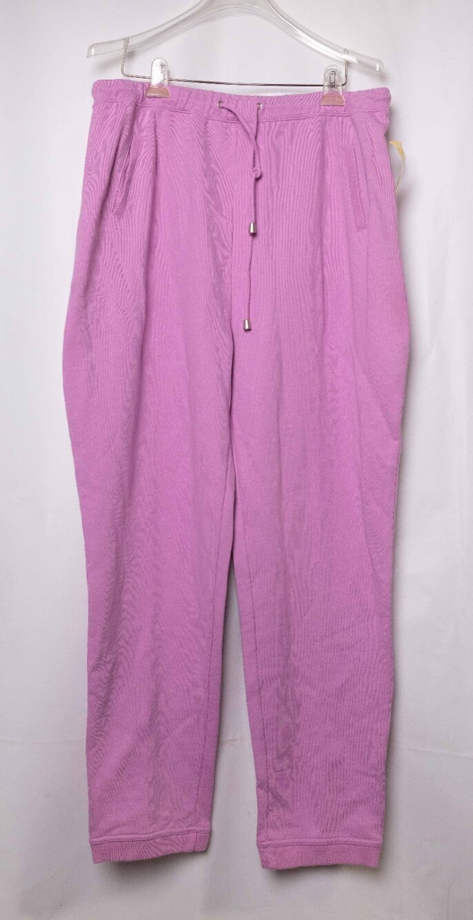 NWT NORSPORT Sweatpants Womens Pink Ribbed Ankle Cuffs Elastic Waist Size XL